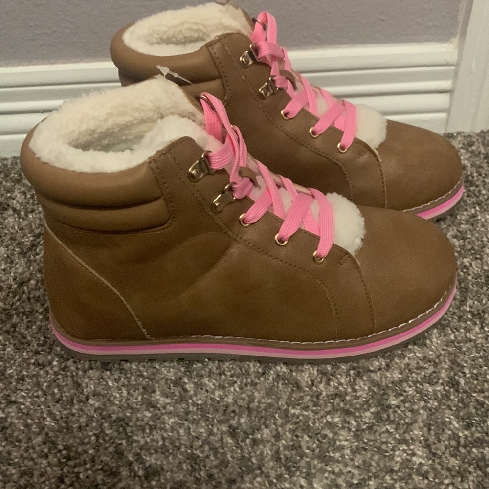 Brown and pink boots, size 3 new